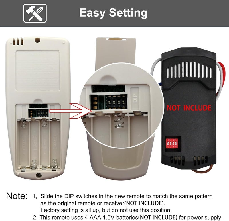 CENMING Replacement Remote for Hampton Bay Thermostatic Ceiling Fan Remote Control FAN-9T L3HFAN-9T,with Fan Timer Key 3-Speed LCD Display Temp 303.9MHz,No Light Dimmer,No Reverse (Remote Only) - Image 5